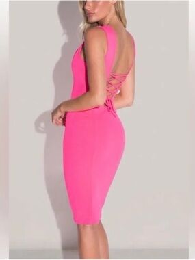 TA3 Squarey Pencil Dress Bright Pink Shapeware midi dress size medium